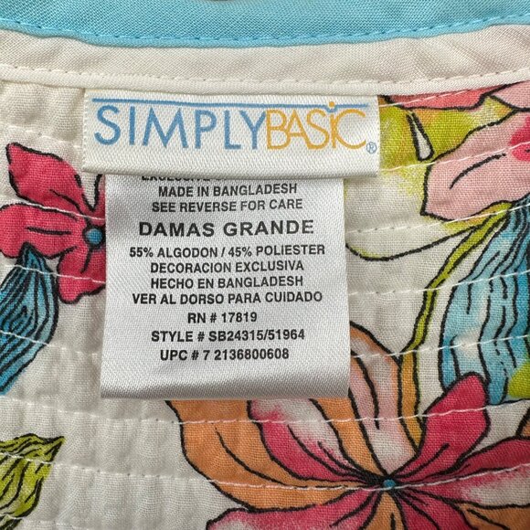 Vintage Duster Robe Housecoat Floral Pockets Tropical Flowers Lg Simply Basic - Picture 4 of 7